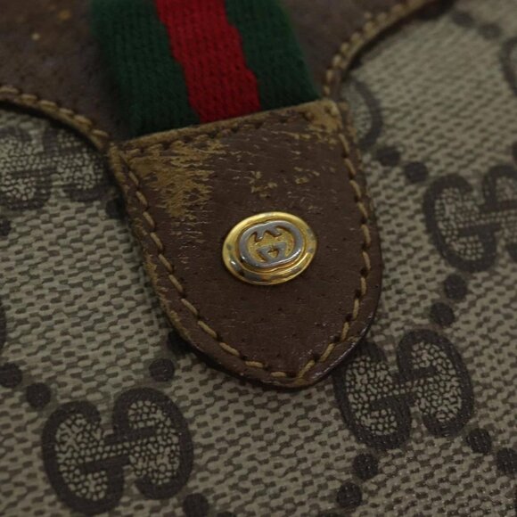 GUCCI GG Supreme Web Sherry Line Shoulder Bag PVC Beige Red 89 02 066 Auth 84927 - Picture 10 of 16